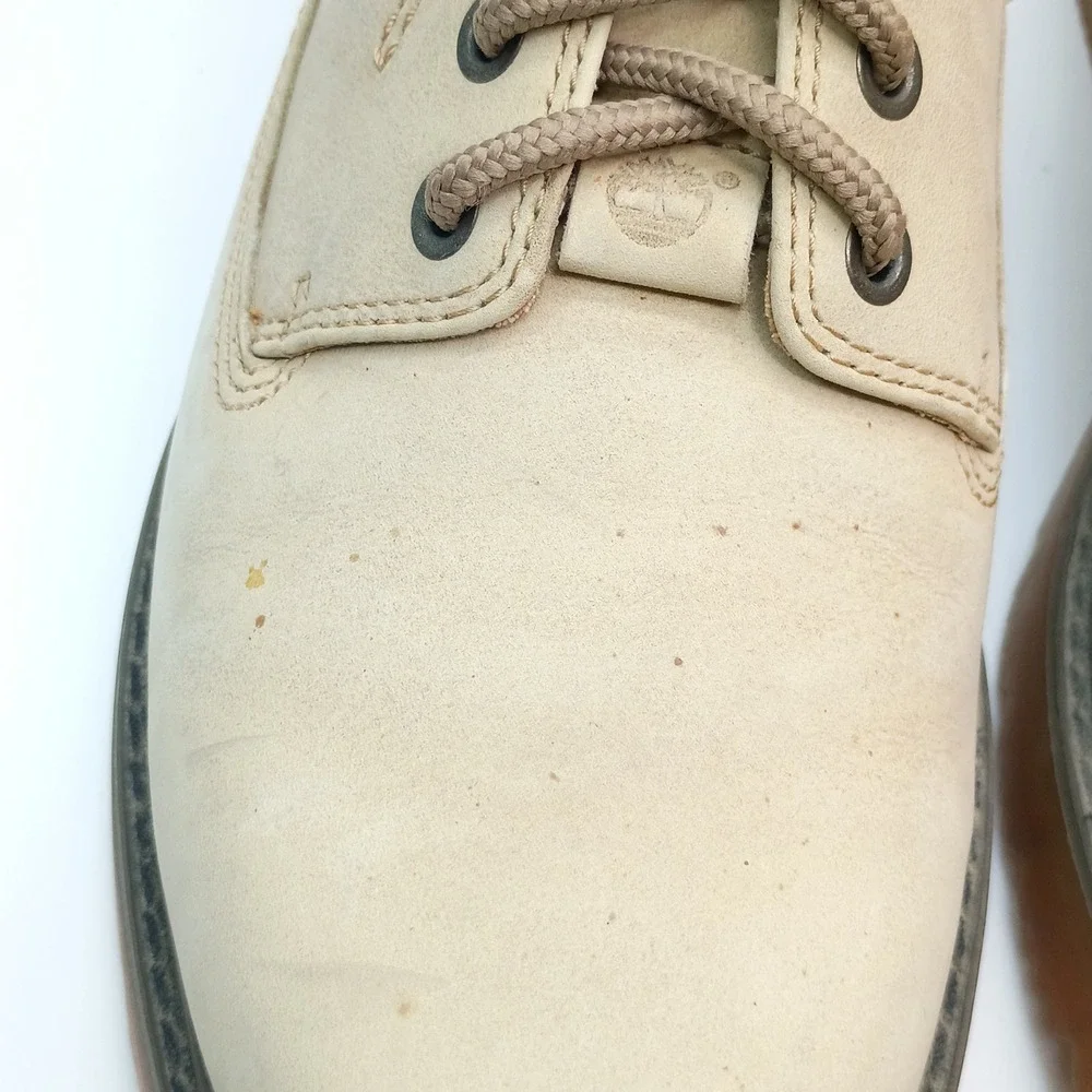 Timberland 970 Oxford Shoes Men Size‎ 9.5M Beige Leather Lace Up Gum Sole